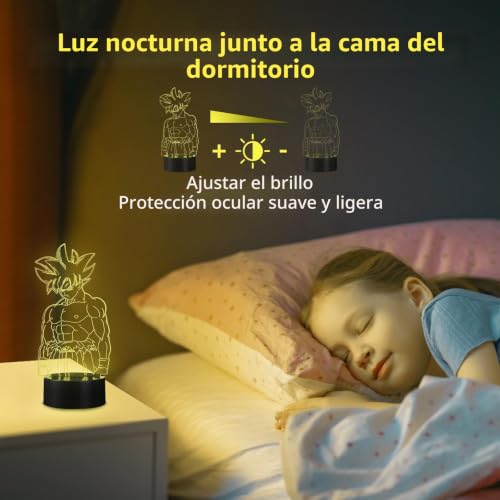Miniatura 4 de Hoojtny Goku Lámpara 3d Led, Luz Nocturna Infantil 16 Colores Con Control Remoto, Lámpara De Mesita Para Dormitorio, Decoración Habitación Niños Anime, Regalo Para Niños Y Fans