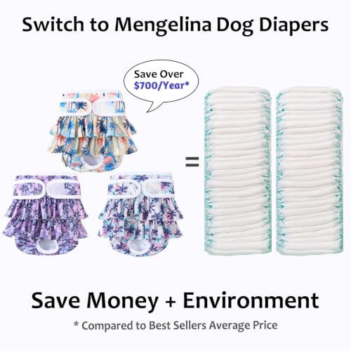 Image of Reusable Dog Diapers Female, Palmtree, S, 3 Pack