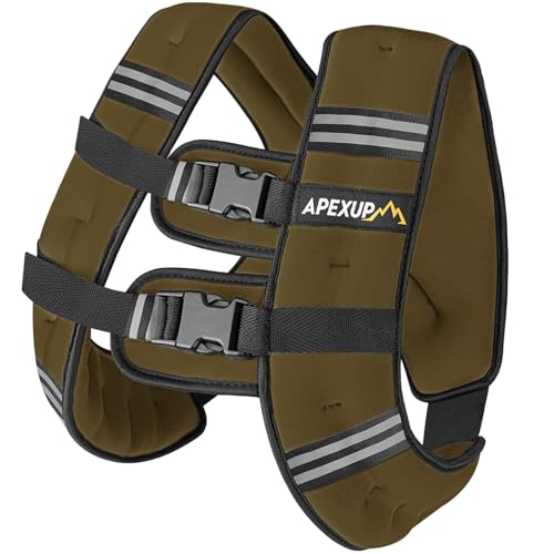 APEXUP Weighted Vest with 5lbs/10lbs/15lbs/20lbs/25lbs/30lbs Weights and Reflective Stripe, Weight Vest Men Women for Workout, Strength Training, Running (Khaki, 30lbs) -  APEXUP-561