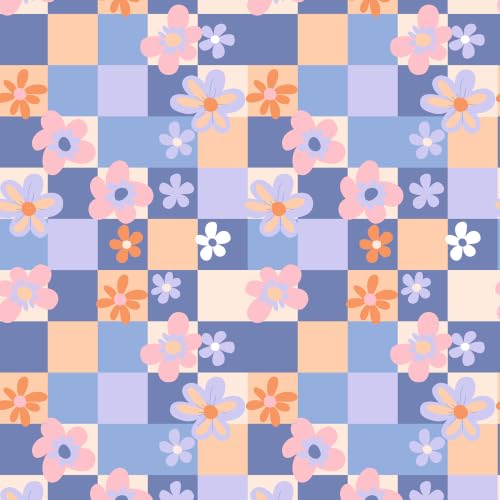 Image of LORETO - A QUALITY LINEN BRAND 144 TC 100% Pure Cotton Double /Queen Fitted Bedsheet with 2 Pillow Covers for 72 x 60 Inch Mattress, All-Around Elastic, 8 Inch Deep Pocket, Pastel Floral Checkered