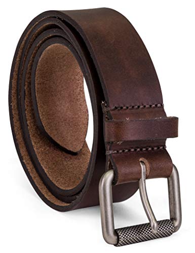 Colonial Belt Company Men's Made in The USA Casual Leather Jean Belt, Brown/Roller Buckley, 38