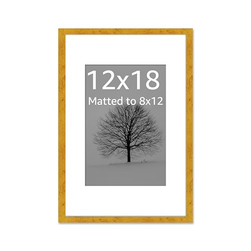 Image of Art Street Synthetic Document Large Size Wall Photo Frame, Set of 1 Big Frames For Wall Artwork, Certificates, Picture & Photographs Home Decor (12x18 Inch, Matted To: 8x12 Inch, Gold)