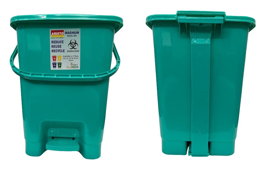 Image of ARISTO Plastic Pedal Dustbin With Handle 20 ltr Green