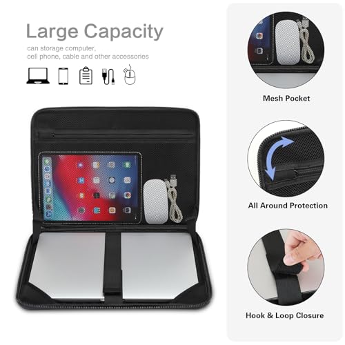 MOSISO 15-16 inch Laptop Hard Case, 15.6 inch Laptop Sleeve Waterproof Shockproof Computer Bag Compatible with MacBook HP Dell,Artistic Geometric EVA Carrying Case Hard Shell with Handle, Black - Image 2