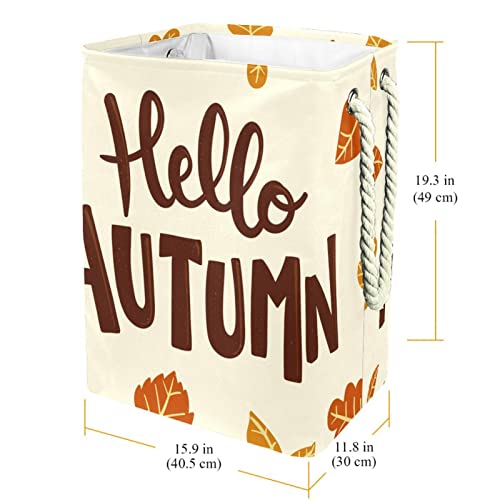 Panier à linge personnalisé Hello Autumn grand volume avec poignées de transport - 4