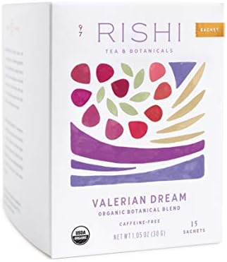 Rishi Tea Valerian Dream Herbal Tea | Immune Support, Organic Botanical Blend, Health & Wellness, Caffeine-Free, Ayurvedic, Energy-Boosting | 15 Sachet Bags, 1.05 oz