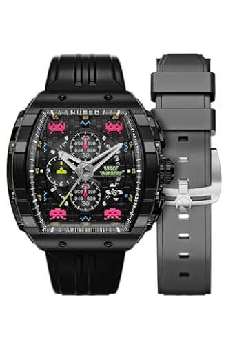 Nubeo Magellan - Reloj cronógrafo Space Invaders de 48 mm para hombre, edición limitada con correa de goma NB-6024-SI, Astro Ash | Ya disponible en tu tienda friki favorita! En mundofriki.es!