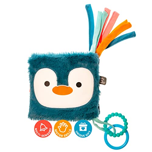 Little Big Friends Soft Activity Book 2 in 1 |Multipurpose Developmental Toy| Easily Attaches to Crib| Teething Ring | Ocean