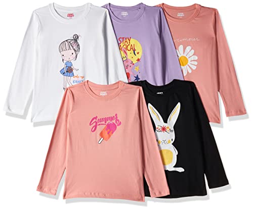 Image of Amazon Brand - Jam & Honey Girl's Graphic Print 100% Cotton Printed Regular Fit Long Sleeve T-Shirt