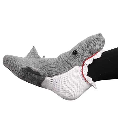 Puimentiua Strick Krokodil Socken Unisex, Gestrickte Neuheit Bodensocken Lustige 3D Cartoon Stricksocken Warme Tier Hai Krokodilform Bettsocken für Damen und Herren Einheitsgröße Cover