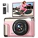 4K Digital Camera Kids for Vlogging: 64MP Compact Cameras with Flip Screen & Anti-Shake - Gift for Beginners/Teens/Adults - Mini Video Photography Cam Travel for Boys Girls Pink