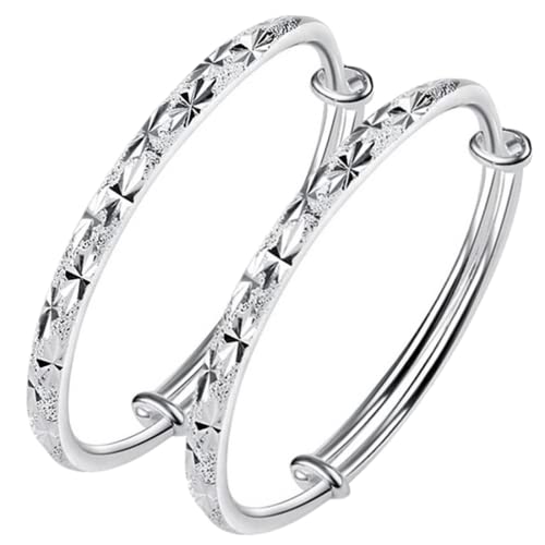 BUYITO Sterling Silver Bangle Bracelets for Women 925 Sterling Silver Cuff Bangles Adjustable Fashion Women Jewelry Lucky Fidget Bracelet for Women Mom Wife Valentine Mothers Day Gift