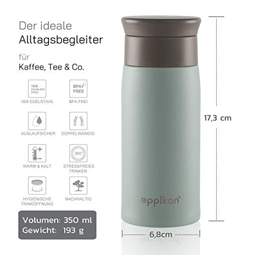 eppikan® EppiToGo Termo de Acero Inoxidable, taza aislada, Travel Mug, Coffee-to-go, Taza para Coche, 350 ml, 500 ml… - Imagen 3