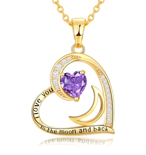 Collar de oro para mujer, collar de corazón para mujer, collar de piedra natal para mujer, regalos de cumpleaños para esposa de marido, regalos de cumpleaños para novia, mamá, hija, joyería para mujer
