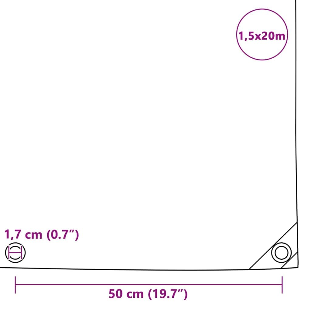 Telone 650 g/m² in tela con rivestimento in PVC blu, 1,5 x 20 m, con occhielli, per mobili da giardino, auto, barca, resistente alle intemperie