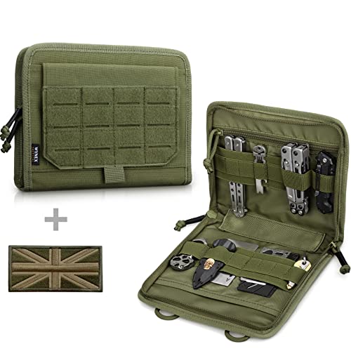 WYNEX Tactical Folding Admin Pouch Molle Tool Bag of Laser-Cut Design Utility Organizer EDC Medical Bag Modular Pouches Tactical Attachment Waist Pouch Include UK Patch