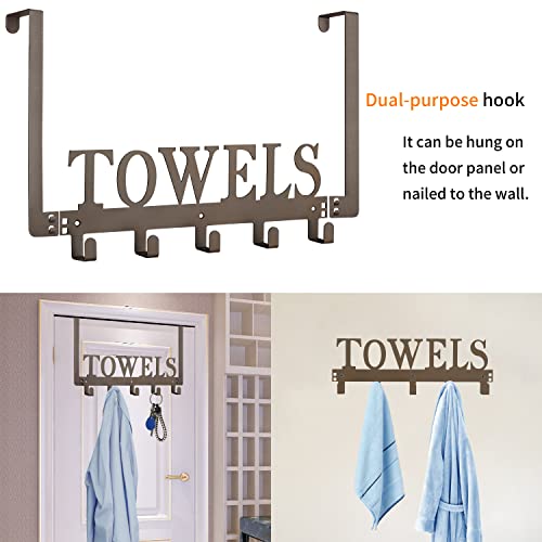 Towel Hooks For Bathroom Over The Door Hooks Wall Mount Towel Rack Towel Holder For Bathroom, Heavy Duty Robe Hooks Towel Hanger For Wall Metal Sandblasted Organizer For Towel Clothes Bag Robe(Coffee) #TOP1