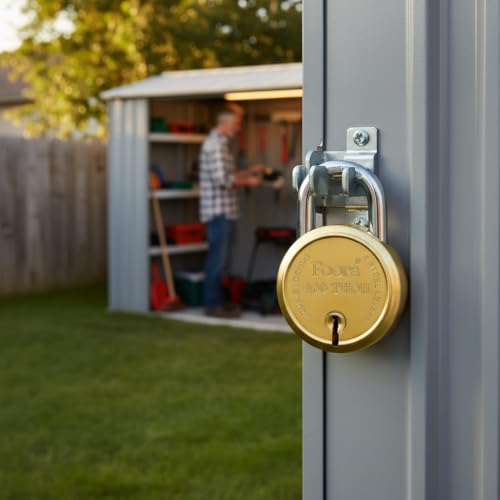 Image of Foora 5 Keys 400 Thou Gold 65mm Padlock, 8 Lever Double Locking System, Hardened Shackle, Gold Finish Lock for Door, Gate & Shop Security