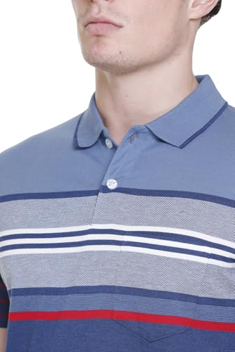 Image of SANE ORIGINALS T-Shirt for Men with Pocket || Textured Striped Polo for Men