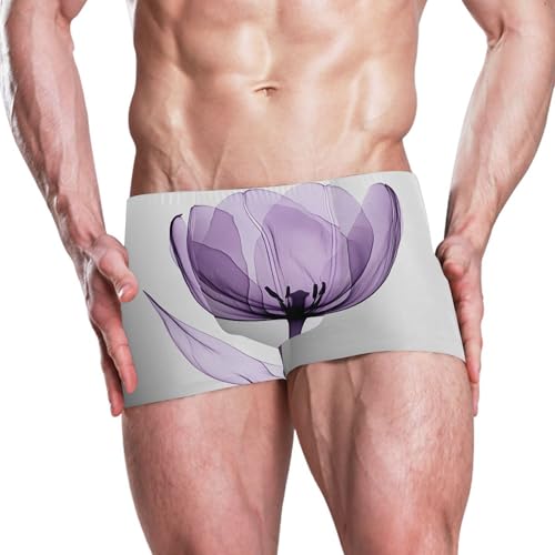 Purple Tulip Flowers Mens Swim Trunk Swimwear Bathing Suit Swim Brief Square Leg Board Short S S04067842
