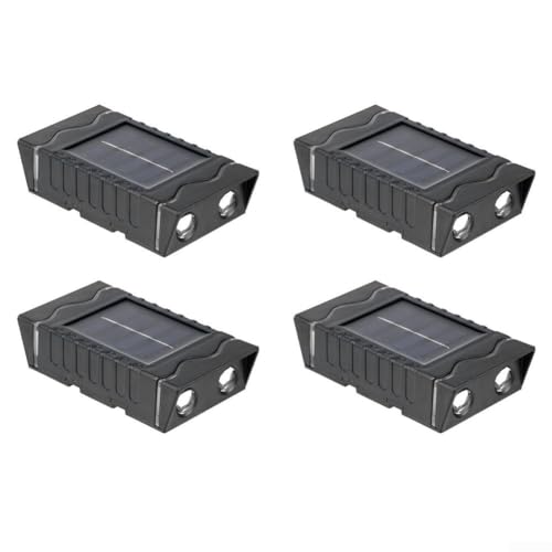 Luces solares de pared para jardín al aire libre, paquete de 4 faroles LED impermeables con modos cálidos y blancos para decoración de patio, porche, valla o iluminación de escaleras, plástico