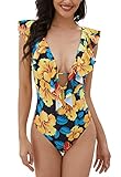 El Patrón de flores Nunca Pasará de Moda - Este bikini es halagador y tiene una forma alargada y un efecto adelgazante, que puede modificar en gran medida la curva de la cintura.