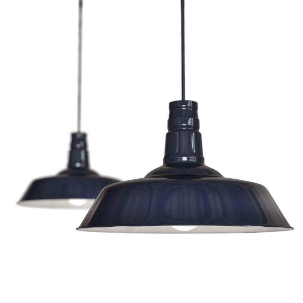 The Soho Lighting Company Squid Ink Blue Squid Ink Navy Blue Industrial Breakfast Bar Hanging Ceiling Pendant Light Lighting - Argyll - Soho Lighting
