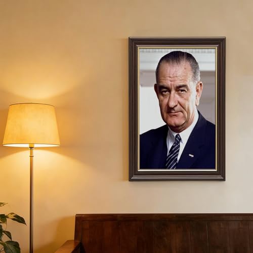 Portrait Lyndon B Johnson Impression sur Toile Décoration Bureau Cadre