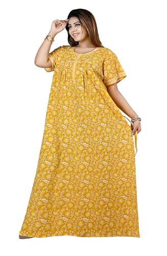 Image of Bejod's Collection Women Pure Cotton Nighty | Full Length Floral Printed Cotton Nighty Maxi | Soft & Breathable Nightwear (L-4XL)