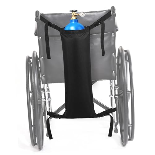 FONDOTIN Black Wheelchair Oxygen Storage Pouch Non Tank Holder for Medical Use Compact Folding Design for for Home and Hospital Use