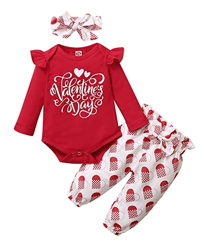 Image of Saeaby Infant Baby Girl Clothes Newborn Girl Outfit Long Sleeve Romper Pants Set Cute Baby Clothes for Girls Fall/Winter