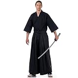 PRINCESS OF ASIA Japan Samurai Iaido Outfit Set Kendo Gi Kimono & Hakama Hose (Schwarz & Schwarz)