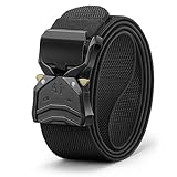 BULLIANT Men Belt,Tacitcal Holster Web Adjustable Belt Stretch Fit Quickly Release For Outdoor Duty,Cut For Fit(Black,32'-36' Waist Adjustable)