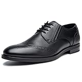 Mens Formal Oxford Dress Shoes, Lace Up Wingtip Business Derby Shoes with Comfortable Lining