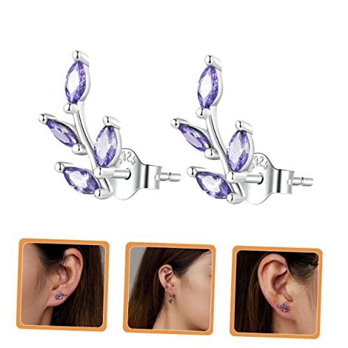 Boucles d'oreilles branche violette en argent hypoallergénique