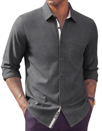 PJ PAUL JONES Hemd Herren Baumwolle leinenhemd Langarm Freizeithemd Shirts