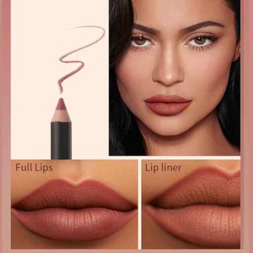 Image of Moon Embers Lip Liner Pencil Set, Red Shades, NUDE Finish, Wax, 12 Pieces, with Built-in Sharpener