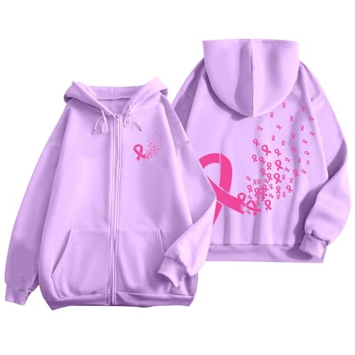 Sweat rose cancer du sein homme imprimé sensibilisation zippé