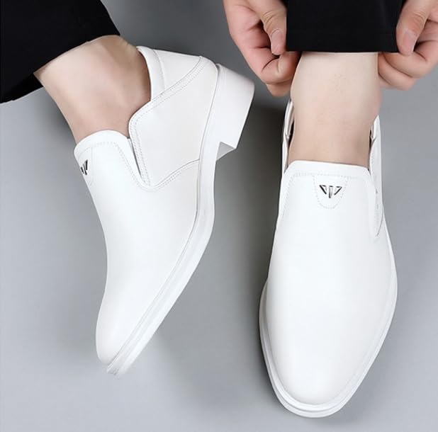 Mens Retro White Oxford Shoes Patent Leather Business Derby Shoes Height Increasing Non-Slip Softsole Walking Dress Shoes for Men3