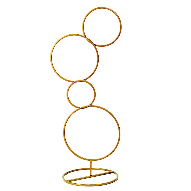 3 feet Gold Round 4-Tier Metal Hoops Pillar Stand Backdrop Decoration Wedding Birthday Party Events Reception Home Supplies