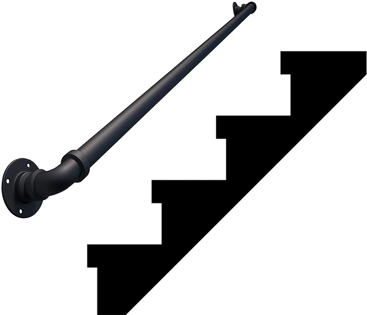 Buy Staircase handrail Handrail Complete Kit. Stair Industrial Black