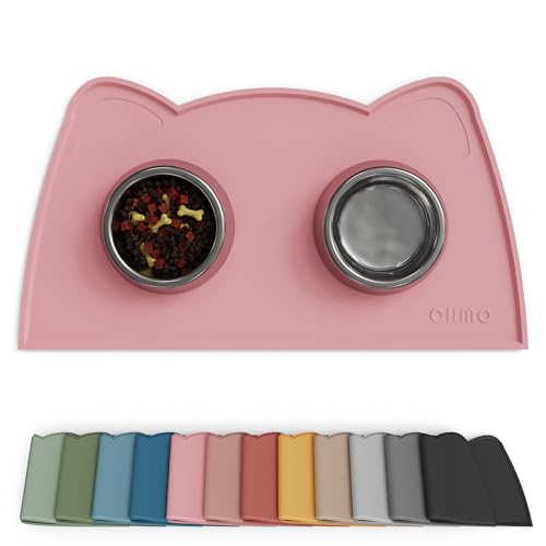 OHMO Petit Tapis Gamelle Chien et Chat, (46 * 25cm, Rose Tendre), Tapis de Plateau Gamelle de Nourriture Antidérapant pour Chat et Chien