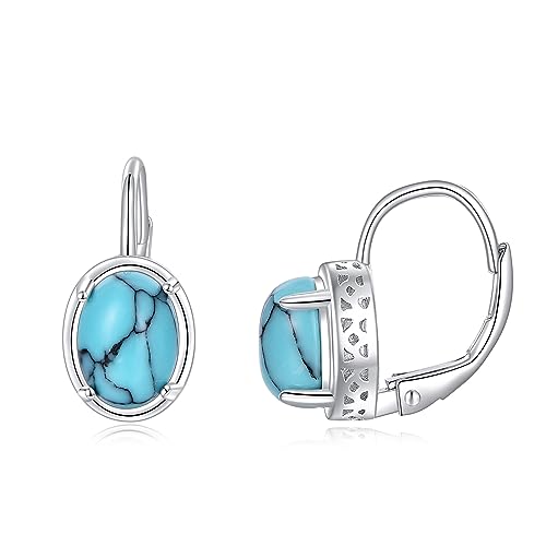 POPLYKE Boucles d'oreilles Turquoise pour femmes Boucles d'oreilles en argent massif Boucles d'oreilles Turquoise Cadeau pour filles (turchese 1)