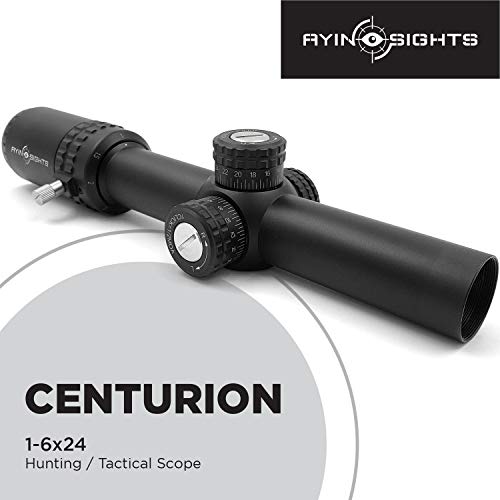 Ayin Sights Centurion 1-6X24 Tactical/Hunting Scope Red Moa Dot Reticle With Tactical Turrets, Throw Lever & Flip Caps #TOP1