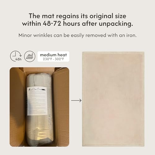 Image of Hakuna Matte CloudSoft Mat for Floor 60 inch x 80 inch Beige | Coral Velvet high-density foam Rug - Non-Slip, Water-Resistant
