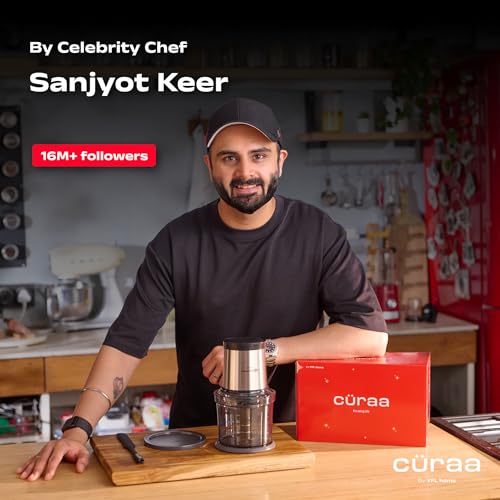 Image of CURAA ChopLab Pro Electric Vegetable Chopper & Meat Mincer | 300W Pure Copper Motor | 900ml Food-Grade Bowl | Onion Garlic Herb Cutter | By Chef Sanjyot Keer | 2 Yr Warranty