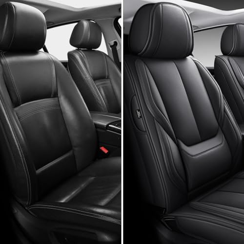Image of MINGBRON Seat Covers, Car Seat Covers Front Seats, Car Seat Cover, Car Seat Protector Waterproof, Car Seat Cushion Nappa Leather, Black Seat Covers Carseat Cover Universal Fit for Most Cars