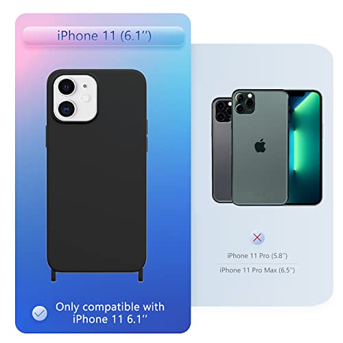 Image of Compatible with iPhone 11 Case with Lanyard Crossbody iPhone Case with Strap Adjustable Shockproof Drop Protection Silicone Phone Cover for iPhone 11 6.1'' Black