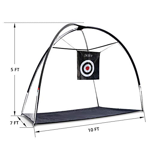 INTEY Golf Net 10’ x 7’ Golf Practice Net, Portable Golf Hitting Training Net for Kids and Adults, Perfect Training Aids Nets for Indoor Outdoor Garage Backyard Home Driving Range with Carry Bag