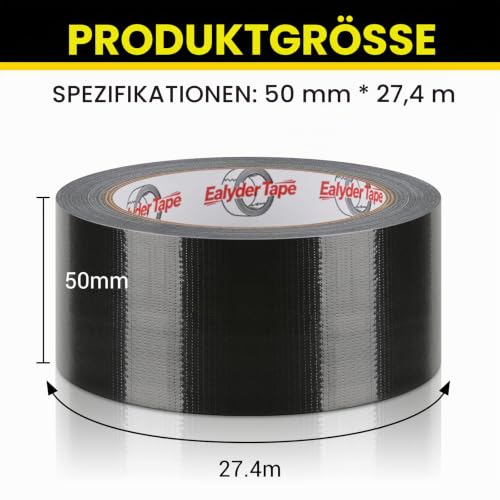 1 Rolle Panzertape Schwarz 50mm x 27,4m Stark Wasserfest Innen & Außen – Ansicht 2